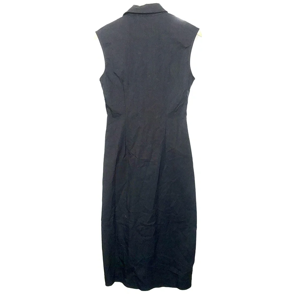 NEW Abercrombie & Fitch Black Cotton Ruched V-Neck Sleeveless Maxi Dress Size M